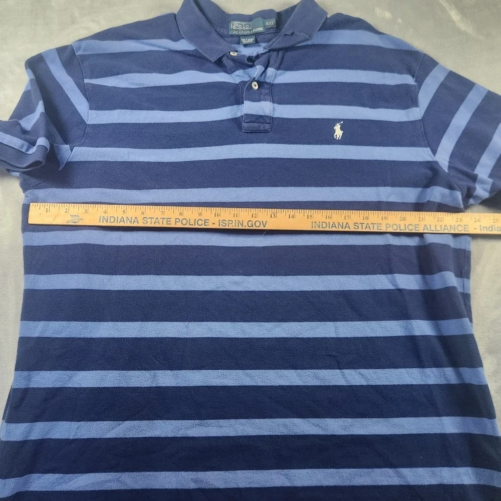 Polo Ralph Lauren Men's‎ Size XXL Classic Blue Striped Pique Mesh Pony Polo